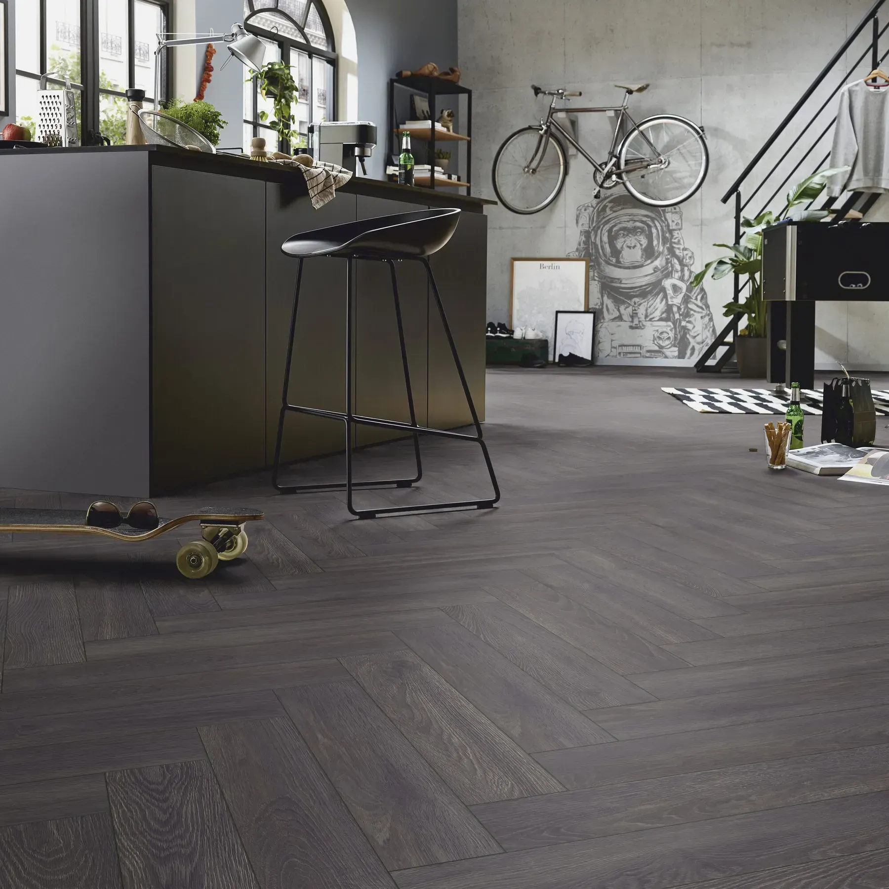 Ламінат Kronotex Herringbone 6010 Ельба Дуб Чорний